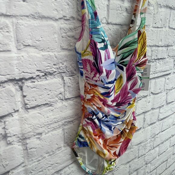 Maxine’s Of Hollywood Women’s NWT Minimizes Tropical Print Bathing Suit Size 8 - Picture 5 of 10